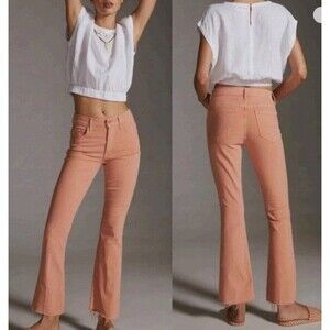 Mother The Insider Ankle Fray Jean 24 Chalk It Up Terracotta Denim Raw Hem Boho